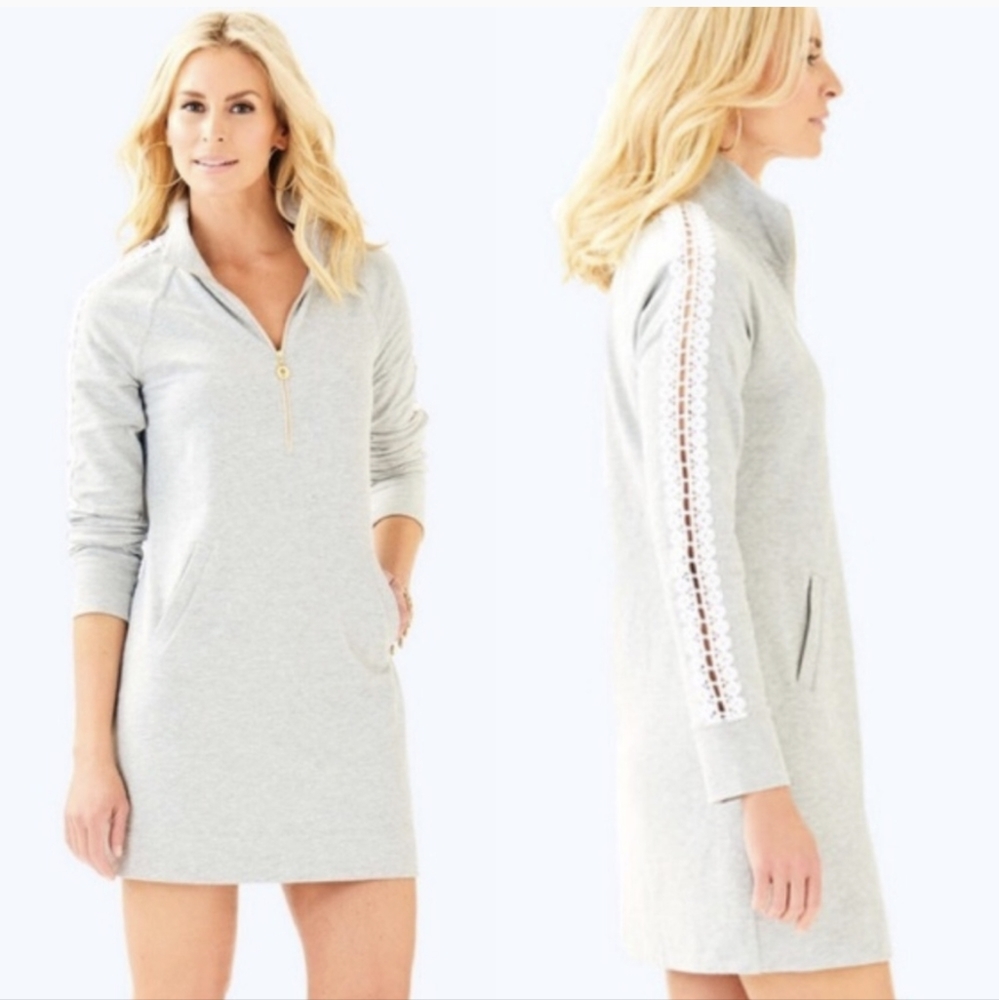 Lilly Pulitzer Skipper Solid Popover Dress Gray